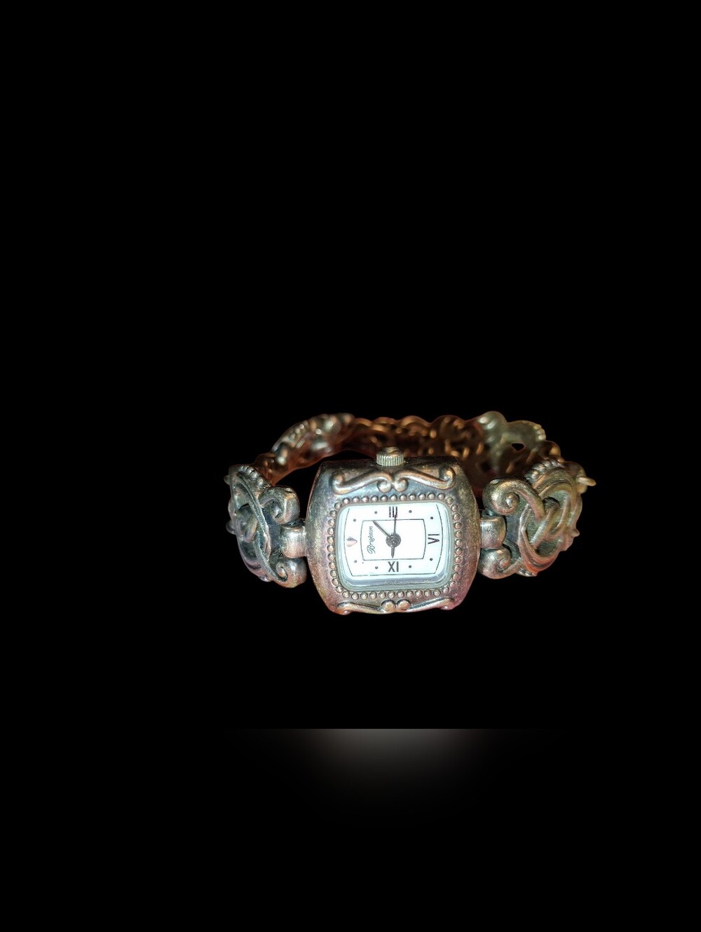 Brighton Rosarita Japan Ornate Silver-Tone Women's Bracelet Watch - White Dial